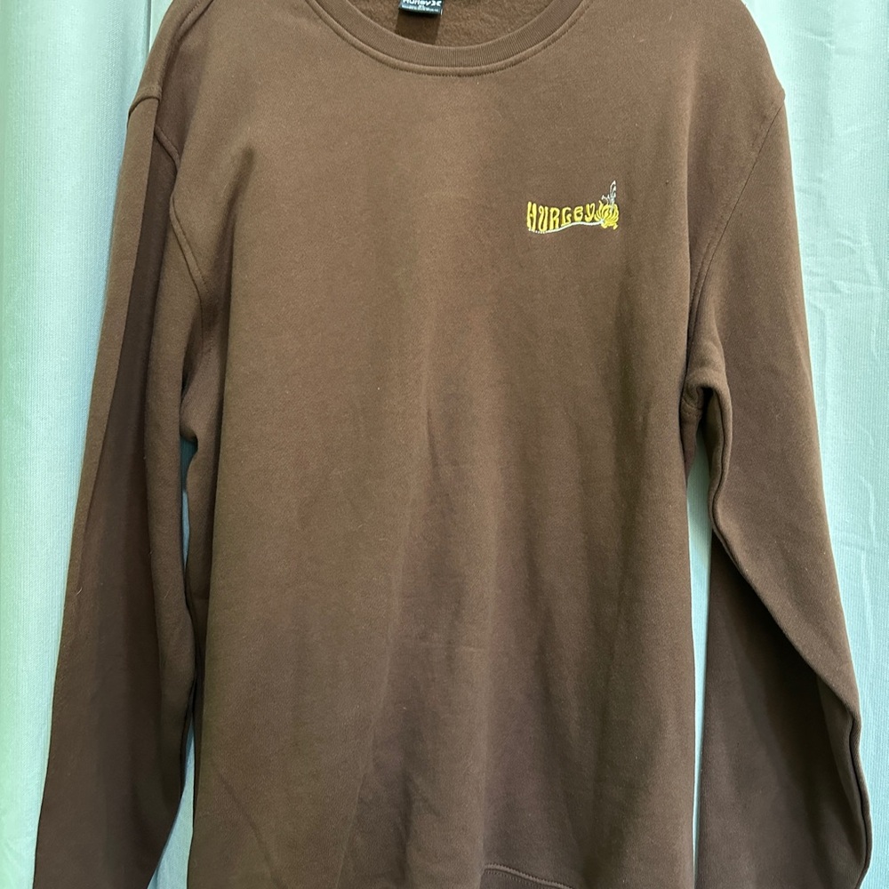 Hurley Brown Sweatshirt with Yellow Logo
